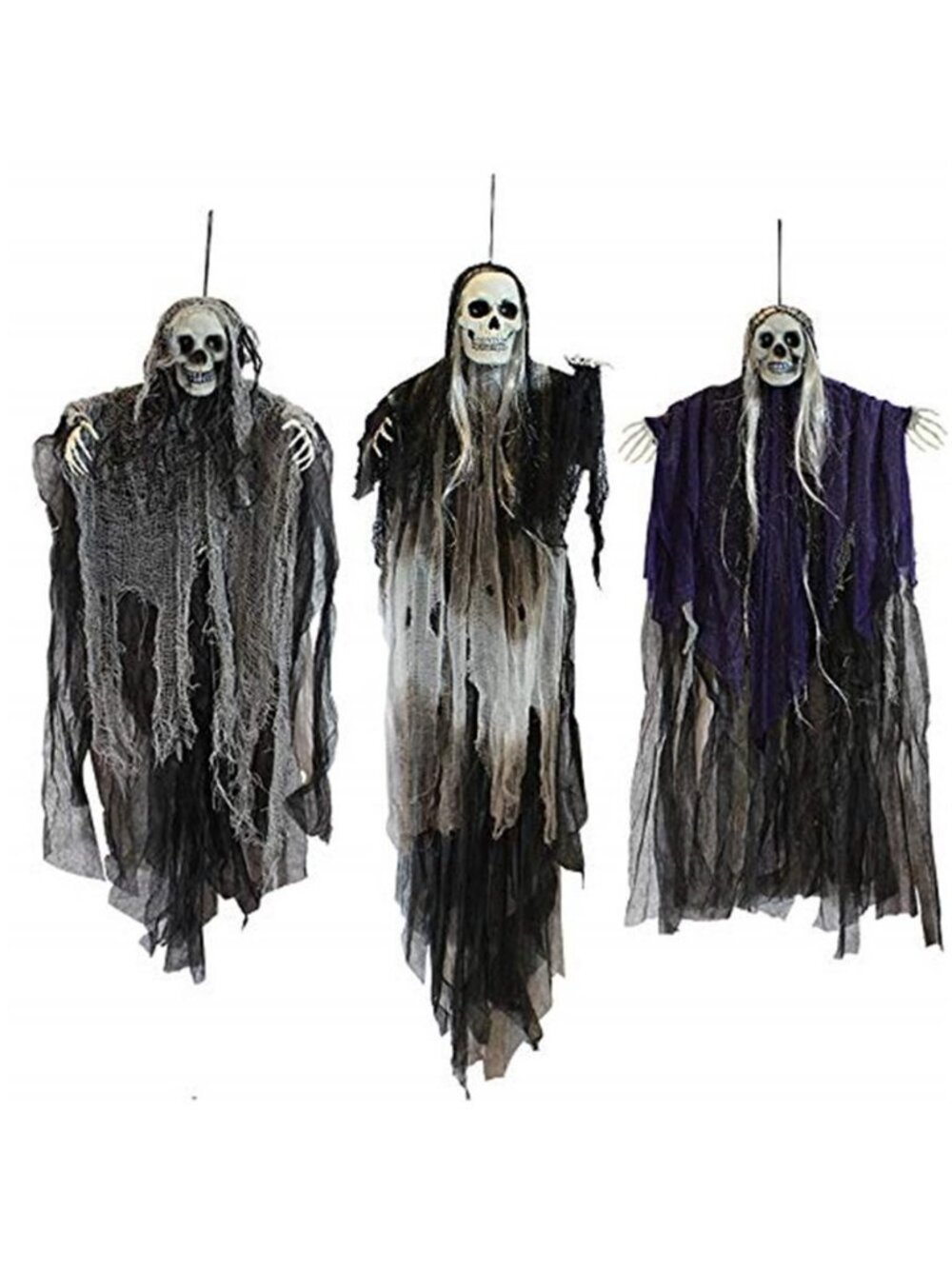 3 Pack Hanging Halloween Skeleton Ghosts Decorations, Grim Reapers for